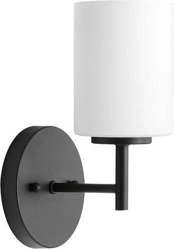 Vista 26 de Progress Lighting Lámpara moderna de tocador de baño de cristal blanco grabado con 4 luces, colección Replay, níquel cepillado (P2160-09)