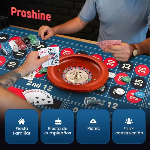 Vista 6 de Juego de ruedas de ruleta de 11 pulgadas con fieltro de diseño de mesa de 47.2 x 23.6 pulgadas