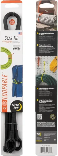 Vista 17 de Nite IZE Gear Tie Loopable, el original lazo de goma reutilizable con lazo integrado resistente, 12 pulgadas, negro, paquete de 2, fabricado