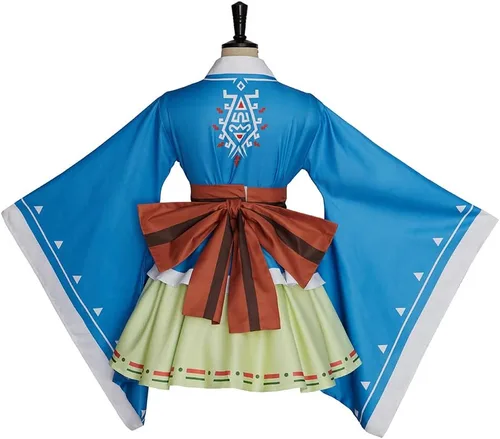 Vista 5 de Breath Wild Link Kimono Cosplay Vestido Mujer Link Botw Cosplay Disfraz Anime Lolita Kimono Vestido para Mujer Adulto