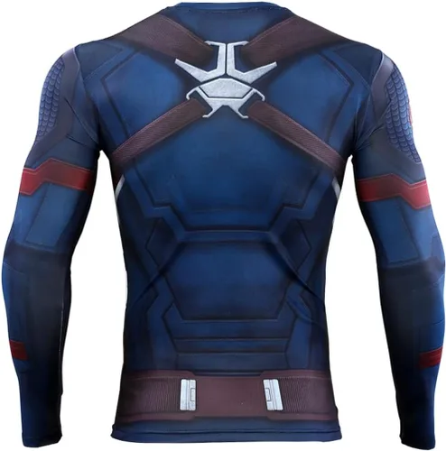 Vista 2 de HIMIC E77C - Camiseta deportiva, elástica, ajustada, de secado rápido, diseño de superhéroe en 3D, para cosplay