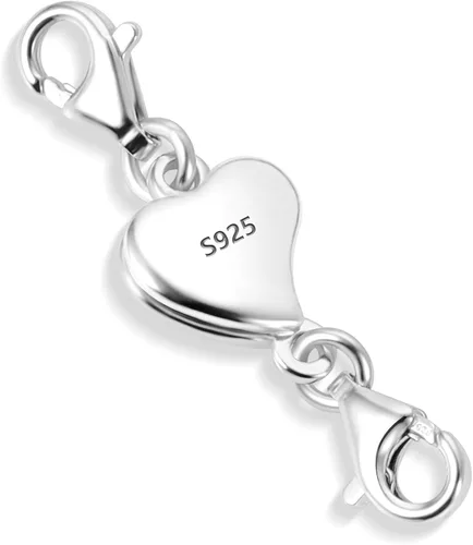 Vista 14 de Collar magnético de corazón de oro de 14 quilates, cierres y cierres de plata de ley 925, cierre de langosta doble, cierres magnéticos de joyería