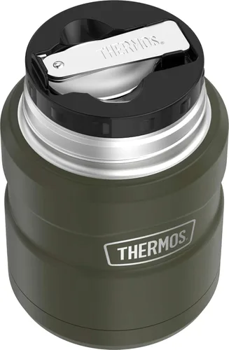 Vista 5 de THERMOS Stainless King Tarro de alimentos aislado al vacío con cuchara, 16 onzas, verde militar