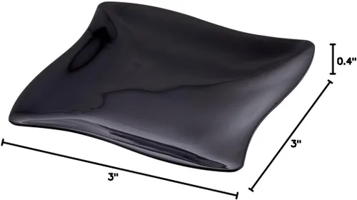 Vista 12 de Restaurantware - Platos de postre de 3 x 3 pulgadas, 100 platos de cóctel pequeños, cuadrados, bordes ondulados, platos desechables de plástico Negro