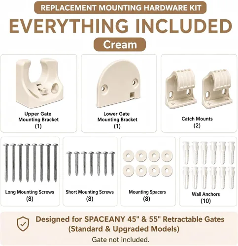 Vista 2 de SPACEANY Kit de piezas de repuesto retráctiles para puerta de bebé, accesorios oficiales para puertas de seguridad SPACEANY - Incluye montaje