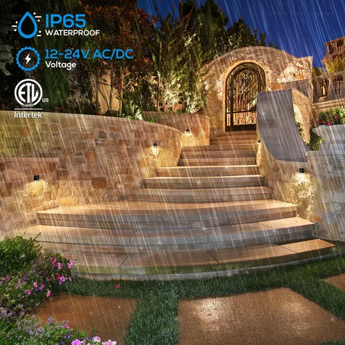 Vista 3 de LEONLITE 3CCT - Luz LED de bajo voltaje para terraza, 12-24V AC/DC, luz de valla de barandilla de paisaje, IP65 impermeable, certificación ETL, IP65