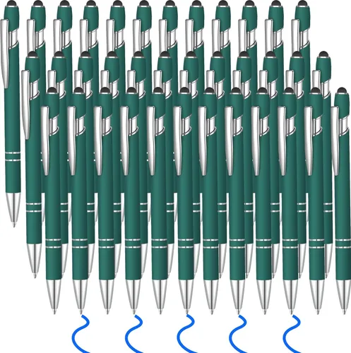 Vista 18 de 36 bolígrafos de tinta azul con lápiz capacitivo 2 en 1 para pantallas táctiles, colegio, oficina, compañeros de trabajo (negro)