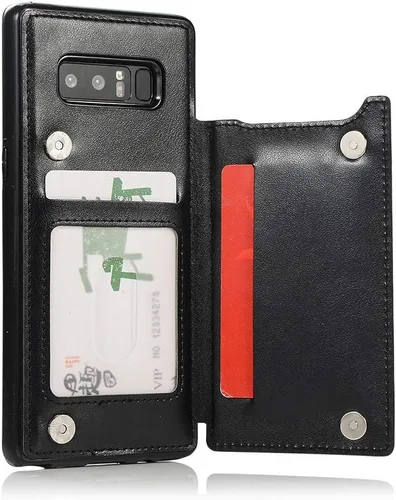 Vista 5 de Funda de teléfono para Samsung Galaxy Note 8 con protector de pantalla de vidrio templado y tarjetero con soporte para tarjetero, accesorios