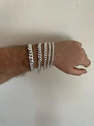 Vista 6 de Harlembling Pulsera de eslabones cubanos Miami de plata de ley 925 0197in 0236in 0315in 0394in 0472in 7 - 9 pulgadas fabricado en Italia para hombre