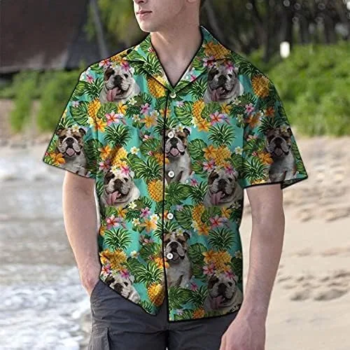 Vista 3 de American Hawaiian Shirts for Men - Summer Button Down Mens Hawaiian Shirts Short Sleeve Series 4
