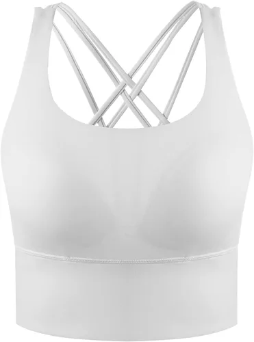 Vista 4 de Sujetador deportivo de yoga con tirantes delgados para mujer, con relleno, sin varillas, camiseta sin mangas