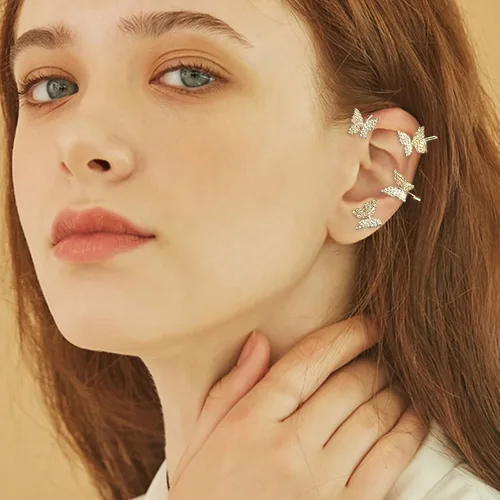 Vista 2 de Pendientes de plata para mujer, aretes de hoja perforada, ajustables, para niñas