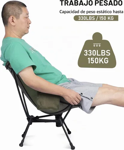 Vista 9 de WildCall Silla de camping plegable ligera, silla antihundimiento