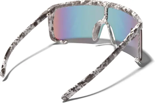 Vista 2 de ShadyVEU Gafas de sol retro de gran tamaño con espejo y patrón de salpicaduras UV400 para hombre y mujer