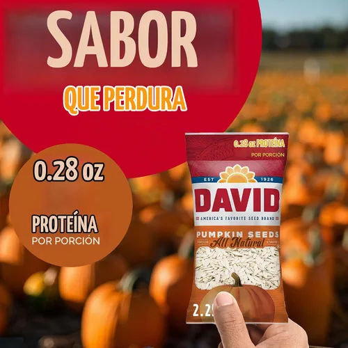 Vista 3 de DAVID SEEDS Semillas de calabaza tostadas y saladas, 2.25 onzas, paquete de 12