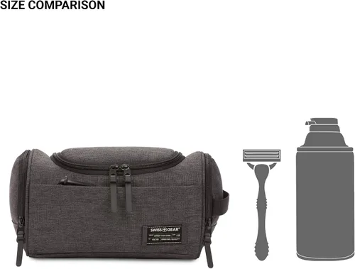 Vista 5 de SWISSGEAR - Neceser colgante para hombre y mujer, kit de viaje para baño, gimnasio y ducha, color gris jaspeado