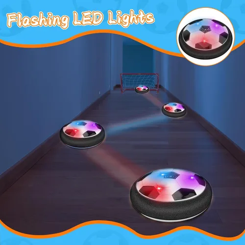 Vista 5 de Nazano Balón de fútbol LED Hover, juego de fútbol flotante con 2 porterías, juego de fútbol interior para niños y niñas, regalos de cumpleaños