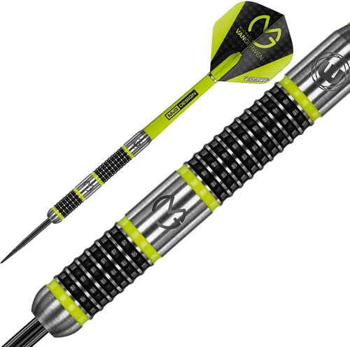Vista 2 de WINMAU Michael Van Gerwen MvG Aspire - Juego de dardos con punta de acero de tungsteno con vuelos de prisma y ejes de nailon (tallos)