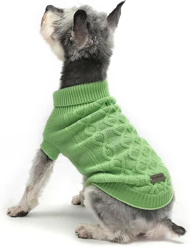 Vista 16 de Suéteres pequeños para perros, ropa de cuello alto de punto suave para clima frío, suéter ligero y cálido para cachorros para chihuahua, yorkie Azul