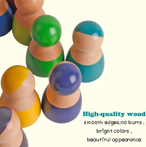 Vista 5 de Dinhon Muñecas de madera Rainbow Friends y figuras de juego para niños pequeños