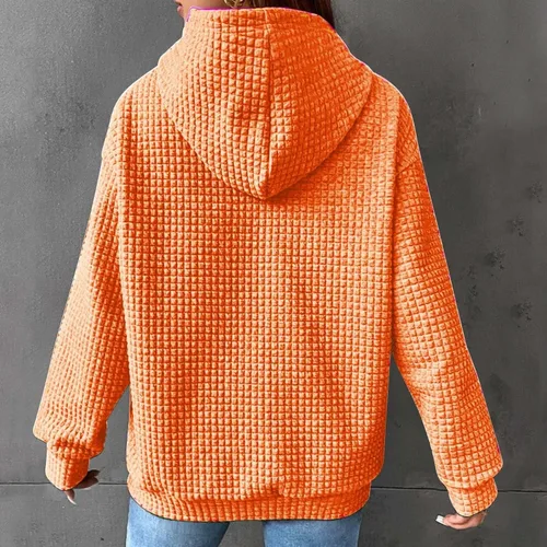 Vista 2 de Sudaderas de otoño para mujer con cordón de manga larga con capucha y bolsillo