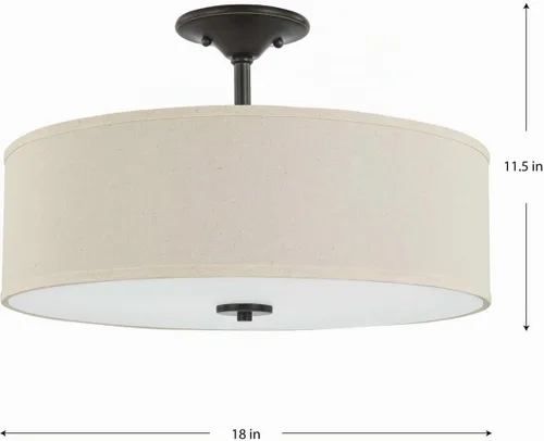 Vista 11 de Progress Lighting Inspire - Luz semiempotrada de tela de 3 luces, bronce Bronce antiguo con pantalla de lino blanco roto