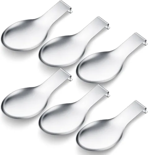 Vista 18 de Nuanchu 6 piezas de acero inoxidable soporte para cucharas y espátulas para estufa, mango para cucharón, soporte para cucharas para encimera Negro