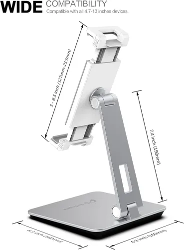 Vista 5 de Inifispce Soporte de tableta ajustable multiángulo y soporte de tableta de aleación de aluminio pesado para pantalla de 4.7 '' a 13'' Microsoft