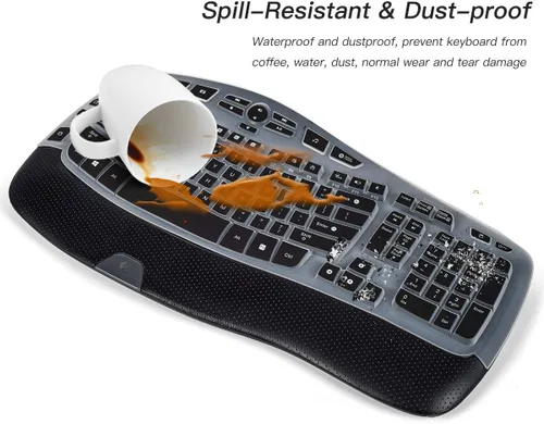 Vista 6 de CaseBuy Funda para teclado compatible con Logitech K350 MK550 MK570, accesorios de teclado inalámbrico Wave K350 MK550, protector de silicona