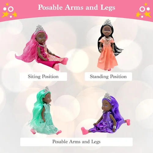 Vista 2 de Set de Muñecas Pequeñas con Mini Muñecas de Princesa para Niñas – Muñecas de Juguete de Princesa para Casa de Muñecas – Figuras Mini de Princesa