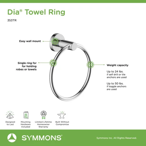 Vista 2 de Symmons 353TR-BBZ Dia - Toallero de pared en bronce cepillado