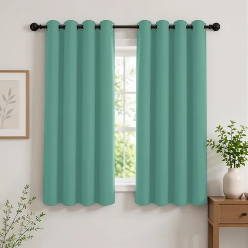 Vista 22 de Cortinas de oscurecimiento de habitación de 45 pulgadas de largo para dormitorio y sala de estar, cortinas térmicas aislantes con ojales