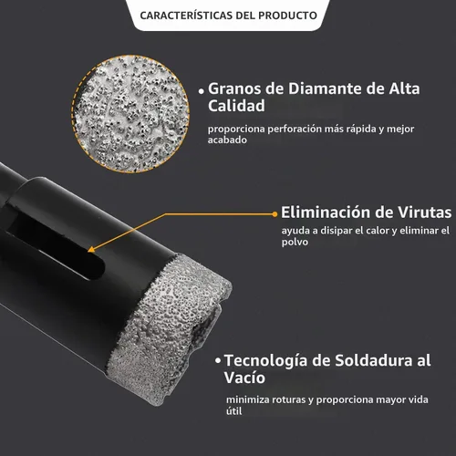Vista 4 de Broca de núcleo de diamante seco de 1-1/2 pulgadas, sierra de agujero de diamante para amoladora angular, porcelana, cerámica, granito, mármol