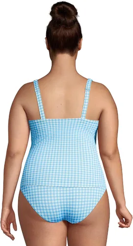 Vista 2 de Lands' End Traje de baño con tirantes ajustables y cuello cuadrado para mujer