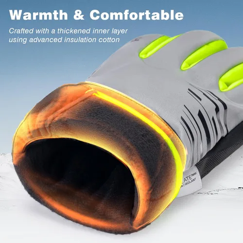 Vista 2 de ROCKBROS Guantes de invierno para clima frío, guantes de ciclismo para hombres y mujeres, resistentes al agua, pantalla táctil, resistentes al