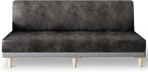 Vista 53 de molasofa - Funda elástica para futón de aspecto de cuero, cubierta para sofá sin brazos, protector de muebles con parte inferior elástica, funda