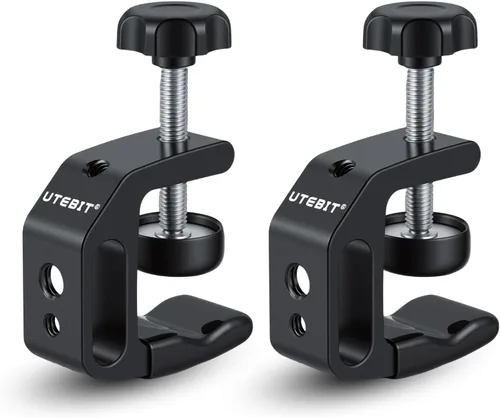 Vista 13 de UTEBIT 0.36"-1.2" Universal Aluminum C-Desk Clamp, Black Adjustable Support Clamp with 1/4" and 3/8" Thread for Desktop Mount Holder Flash Desks