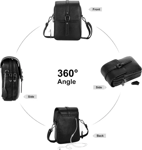 Vista 3 de XEYOU Cartera pequeña para mujer de cuero genuino ligero cruzado