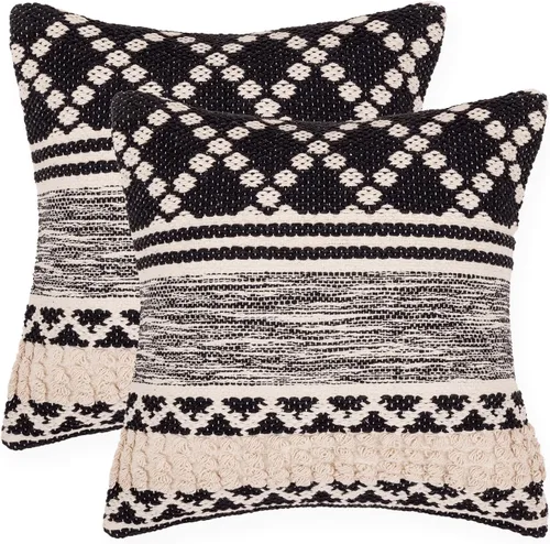 Vista 23 de REDEARTH · Fundas de cojín boho hechas a mano - Estilo chic bohemia de granja - Fundas de cojín tejidas para acento, interior y exterior, para sofá