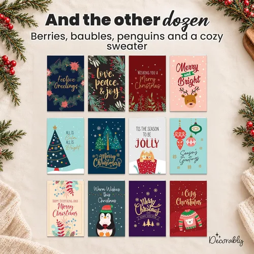 Vista 6 de Decorably - Paquete de 24 tarjetas de Navidad de 4 x 6 pulgadas con sobres
