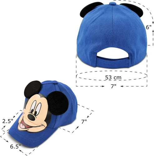 Vista 7 de Disney Gorra de béisbol de Mickey Mouse para niños, con orejas 3D, correa trasera curvada (4-7), Azul