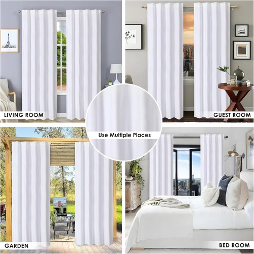 Vista 3 de HOMIDATE Cortinas blancas de algodón de 72 pulgadas de largo, juego de 2, 50 x 72 pulgadas, paneles de ventana de algodón texturizado
