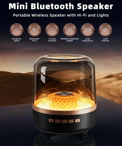 Vista 10 de Altavoz Bluetooth con sonido HD y luces, inalámbrico portátil, batería de larga duración, emparejamiento TWS, para el hogar, fiesta, al aire libre