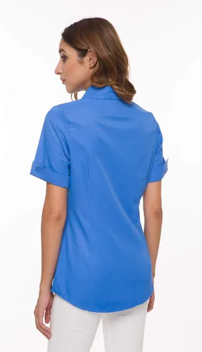 Vista 5 de Blusa básica de algodón simple y elástica con botones para mujer