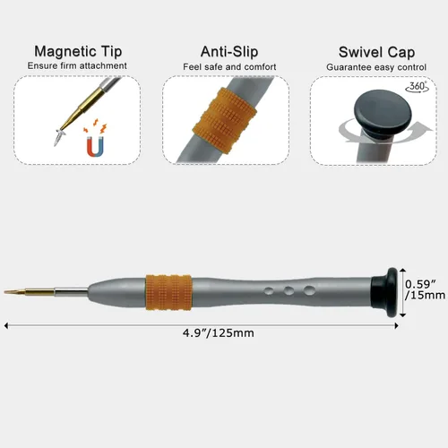 Vista 3 de Pentalobe - Destornillador P2 0.031 in TS1 PL1 para Apple iPhone Huawei P9 Mantenimiento, S2 cabeza de acero de alta aleación, punta magnética, tapa