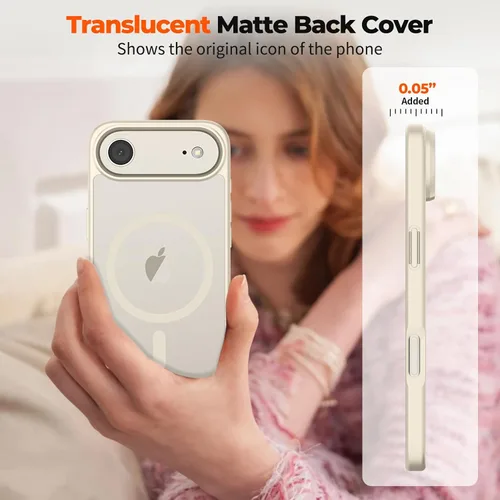 Vista 7 de zapica Funda magnética para iPhone Air, con protector de pantalla de vidrio templado, compatible con MagSafe, translúcida mate, a prueba de golpes