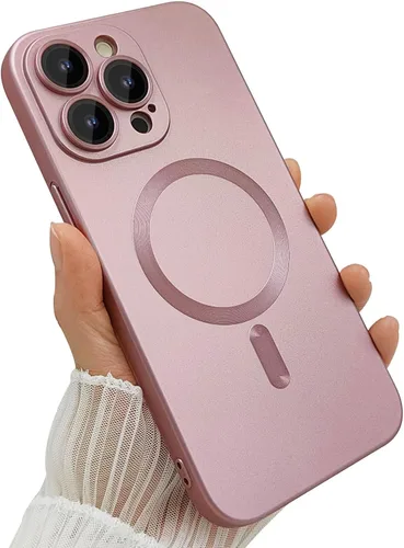 Vista 14 de ankofave Funda magnética para iPhone 13 Pro Max para mujer, diseño mate de lujo suave con brillo metálico con protector de lente de cámara