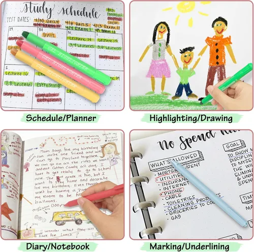 Vista 4 de DazSpirit 12 resaltadores de gel bíblico brillantes que no se corren y 5 bolígrafos con 90 pestañas laminadas de la Biblia, kit de diario bíblico
