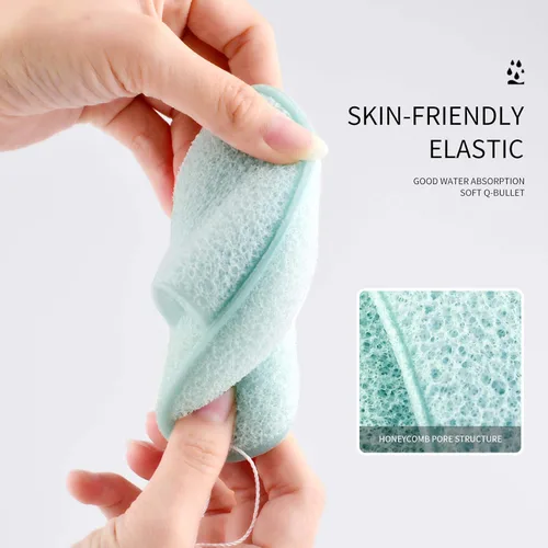Vista 3 de DAGEDA 2 esponjas faciales Konjac, limpieza profunda de poros y puntos negros, limpieza facial diaria, removedor de maquillaje, esponja de baño