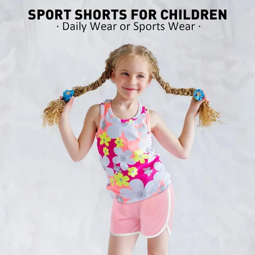 Vista 6 de Ruisita 3 piezas pantalones cortos deportivos para correr y bailar para niños pequeños, Blanco